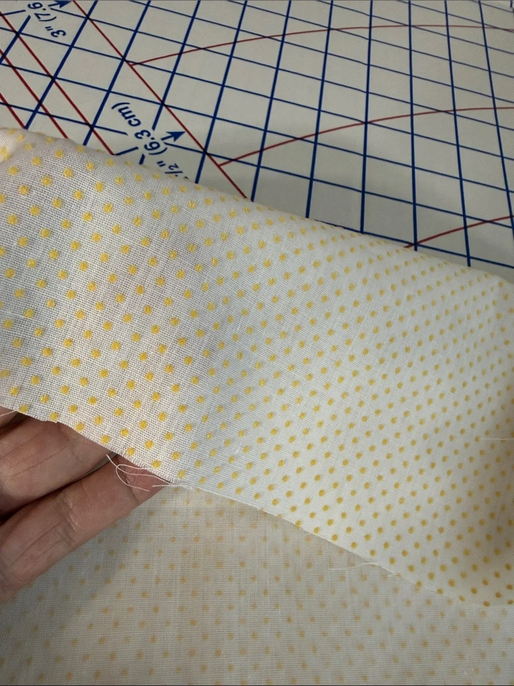 Vintage Yellow Polka Dot Fabric 1+ Yard 44” Tiny Dot Quilt Apparel Craft